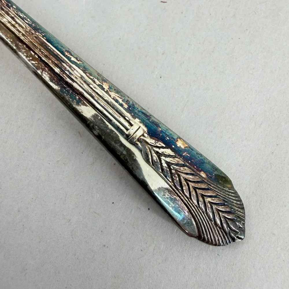 Wm Rogers Silverplate Allure Wheat Teaspoons Set of 2 Vintage Flatware Replace